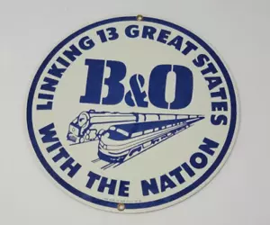 B & O Baltimore & Ohio Railway Railroad Train Locomotive Advertising Metal Sign. - Picture 1 of 6