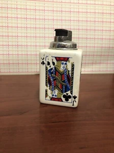 Vintage Playing Cards Table Lighter Clubs Design Ceramic - Picture 1 of 8