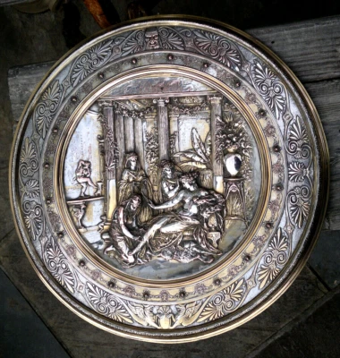 Antique c1876 Elkington & Co 'The Pompeian Lady' Charger by Morel-Ladeuil 20"dia - Image 1 of 4