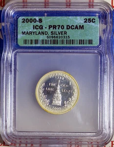 2000-S 25C Silver Maryland State Quarter PR70DC ICG 5096620315 + Bonus - Picture 1 of 2