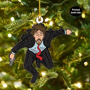 Hans Gruber Falling off Nakatomi Plaza doppelseitiger Holzschmuck, Weihnachten - Bild 1 von 5