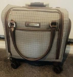 VTG, London Fog #9400 Carry On Rolling Luggage 17x16x9 Brown Houndstooth - Picture 1 of 12