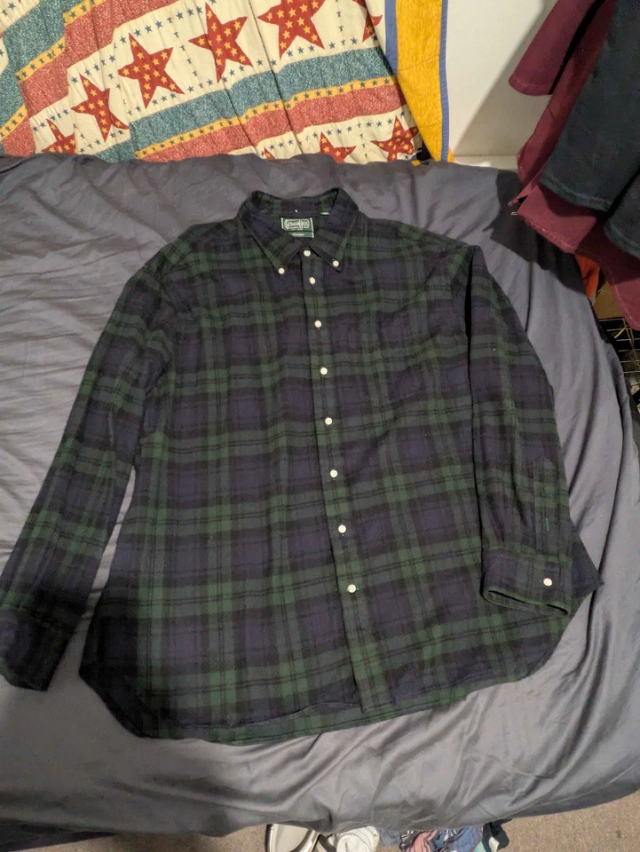 Gitman Bros Vintage Black Watch Blue/Green XXXL Flannel Shirt - Image 1 of 1