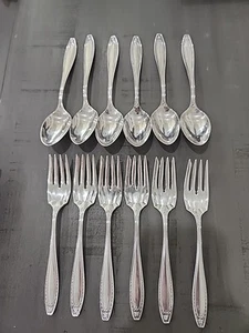 Plato de plata Simeon L & George H Rogers 6 cucharas de té y 6 tenedores - Imagen 1 de 9