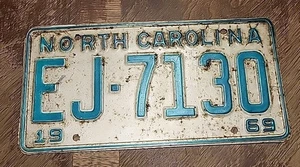 1969 North Carolina NC License Plate #EJ-7130 - Picture 1 of 6