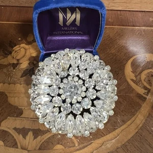 VINTAGE LARGE RARE JULIANA D&E CLEAR ROUND CRYSTAL RHINESTONE BROOCH PIN - Picture 1 of 1