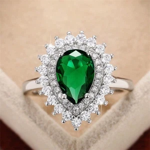 Fashion Silver Plated Rings for Women Cubic Zirconia Wedding Jewelry Size 6-10 - Picture 1 of 21
