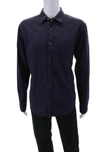 Club Monaco Mens Solid Collared Long Sleeve Button Up Shirt Navy Size XL - Picture 1 of 4