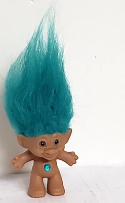 Lote Troll Vintage As Novedad Azul Brillante Pelo Joya Vientre Troll Corazón Diamante Foto 1 de 4