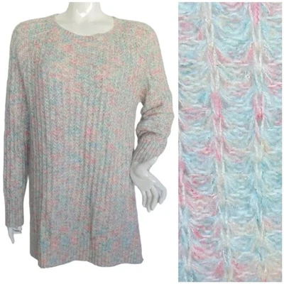 LC LAUREN CONRAD Sweater, XL, Pastel colors/dyed yarn, Loose knit, Blue/Pink - Image 1 of 4