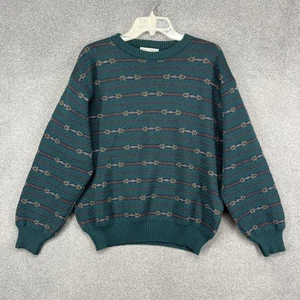 Vintage Tricots St. Raphael Sweater Mens Large Green 100% Wool Knit 90s - Picture 1 of 16