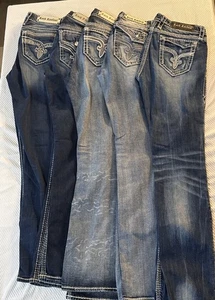5 Pairs Rock Revival Jeans Lot - 1 Skinny  & 4 Bootcut Women's Size 29X 31 - Picture 1 of 22