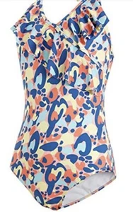 As Rose Rich Girls Size 14 Halter Top Ruffle 1 Piece Swimsuit - Picture 1 of 9