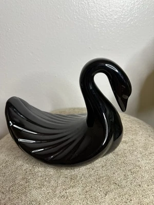 Vintage Black Swan Ceramic Tissue  Face Wash Cloth Hand Towel Holder - Image 1 of 4