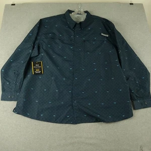 Realtree Shirt Mens 3XL Vented Fishing Guide Button Down Blue Long Sleeve NWT - Picture 1 of 8