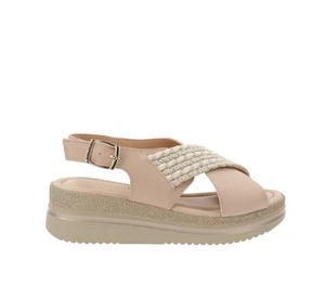 Valleverde Scarpe VVV32105 Sandali Donna in Pelle Beige Chiusura Fibbia - Imagen 1 de 24