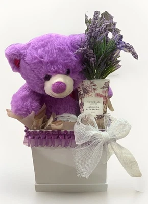 Victoria Secret Jasmine & Elderberry Floral Gift Basket/ Purple Bear - Image 1 of 4