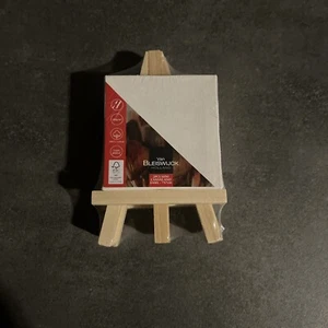 2x Mini Staffelei mit Leinwand - 7x7cm - Künstlerleinwand Baumwolle Deko Leinen✅ - Bild 1 von 3