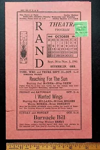 1941 SUTHERLIN OREGON RAND THEATRE MOVIE PROGRAM - E13-J - Picture 1 of 5