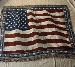 American Flag Throw Acrylic Blanket Patriotic 60” X 50” - Picture 1 of 4