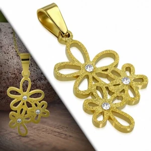 Pendentif en forme de fleur découpée, sablée, doré et acier inoxydable gemme - Imagen 1 de 1