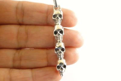 Joyería gótica para hombre cuatro calaveras roca motociclista colgante de plata de ley 925 Foto 1 de 4
