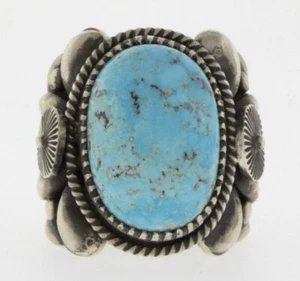 9.25 - Natural Persian Turquoise Ring By Navajo Artist Delbert Gordon - Picture 1 of 4