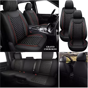Leather Full Set 5 Seats Car Seat Covers For 2011-2020 Jeep Grand Cherokee - Picture 1 of 6
