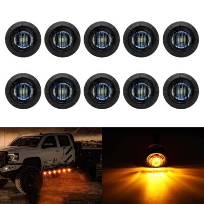 10x 3/4" Bullet Round Smoked Amber LED Side Marker Lights for Boat Trailer Truck - Image 1 of 4