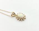 14K Opal And Diamond Pendant With 10K Yellow Gold Necklace 1825