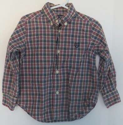 Chaps Boys Red Blue Yellow Long Sleeve Plaid Shirt Size 2T - Image 1 of 4
