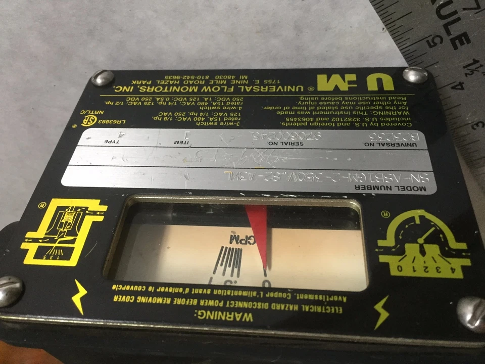 UFM SN-ASB1GM-2-350V.82-A3WL UNIVERSAL FLOW METER MONITOR 0-1GPM 1/4" NPT,AM - Image 1 of 4