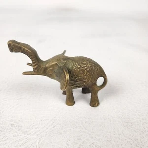 Vintage Brass Elephant Figurine Trunk Up 2.5" x 4" - Picture 1 of 6