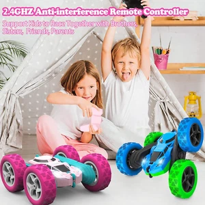 Pink Remote Control Car for Girls - RC Stunt Cars with 4WD Double-Sided Drivi... - Picture 1 of 12