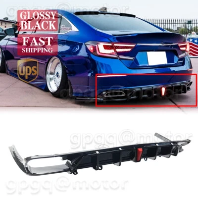 For Honda Accord 21-2022 Yofer V2 Style Gloss Black Rear Bumper Diffuser Spoiler - Image 1 of 4