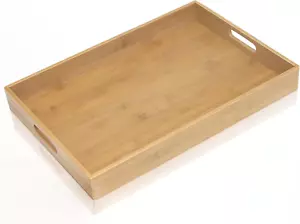 Krimax Serving Tray with Handles, Bamboo Breakfast Tray Wooden Trays Decorative - Picture 1 of 7