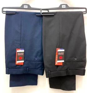 Pantalones de trabajo formales inteligentes para hombre Gillicci Ever Press pierna corta negros azul marino - Imagen 1 de 5