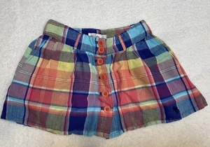 Abercrombie Kids Plaid Mini Skirt Size Small Button Up Y2K Kids Belt Loops - Picture 1 of 7