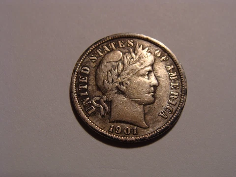 RARE 1901-S Barber Dime - VF Cover