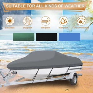 Trailerable Boat Cover Waterproof Heavy Duty Marine Grade Dust V-Hull Runabout - Picture 1 of 32