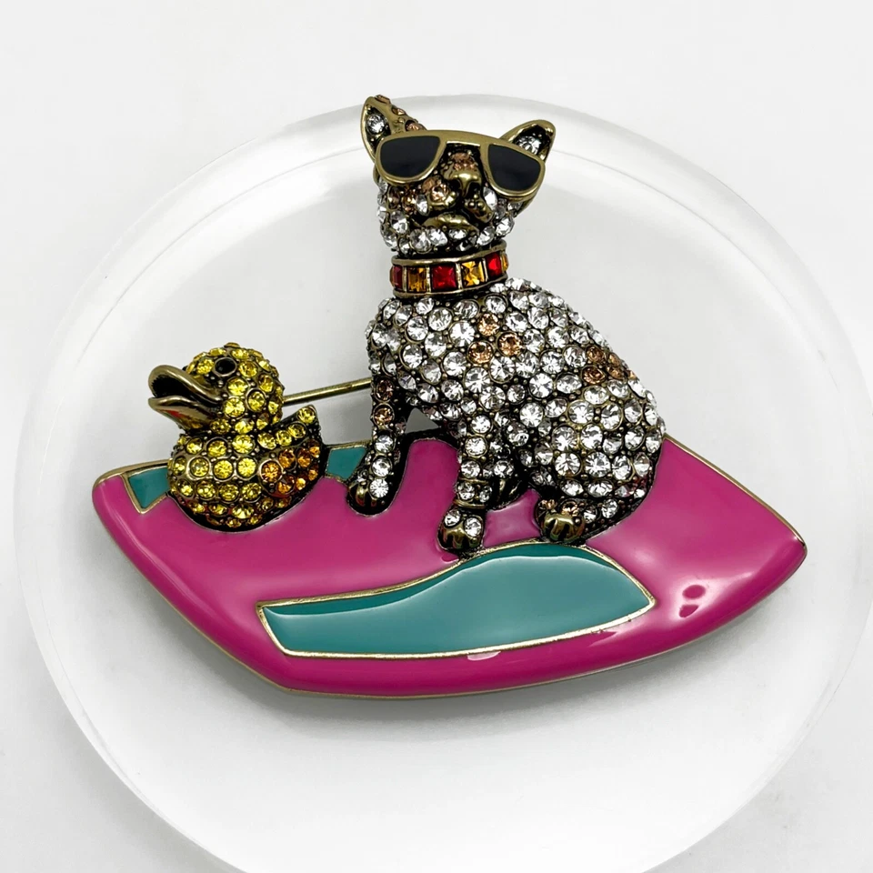 Prendedor de surf de verano HEIDI DAUS "Surf's Up" de cristal y esmalte para perros y patos - Nuevo en caja Foto 1 de 4