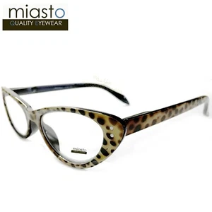 NUEVAS CON ETIQUETAS $39.99 MIASTO ""HOT SECRETARY"" GAFAS DE LECTURA OJOS DE GATO + 2.25 BLANCO LEOPARDO - Imagen 1 de 2