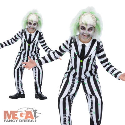 SMIFFYS Niños Beetlejuice Halloween Vestido Elegante Horror Niño Personaje Niños Disfraz Niños