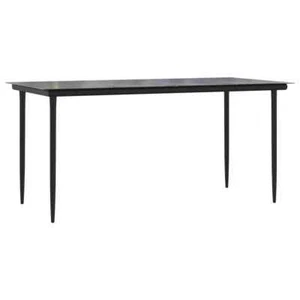 Outdoor Dining Table Rectangle Garden Patio Tempered Glass Black 160cm - Picture 1 of 7