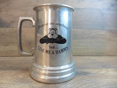 Taza de metal Hamm's Beer Tankard Give Me a Hamms Aluminum Stein Foto 1 de 4