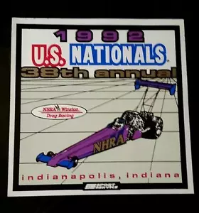 RARO ADESIVO FINESTRA "1992 NHRA U.S. NATIONALS INDIANAPOLIS 38° ANNUALE WINSTON" - Foto 1 di 1