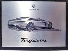 PORSCHE Table Top Plaque Etched Metal TAYCAN ELECTRIC CAR 9x12" Rare