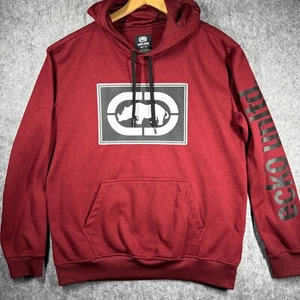 Vintage Ecko Unltd Hoodie Mens L Red Sweatshirt Y2K Hip Hop Rhino Logo Skater - Picture 1 of 16