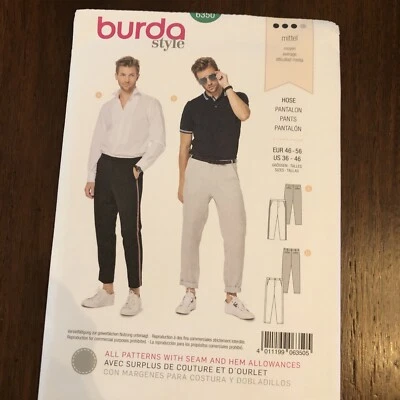 Men's Casual Pants / Trousers Pattern Burda 6350 New Uncut Size 36-46 Skill: AVG - Image 1 of 4