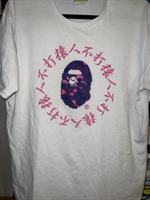 pink and white bape shirt